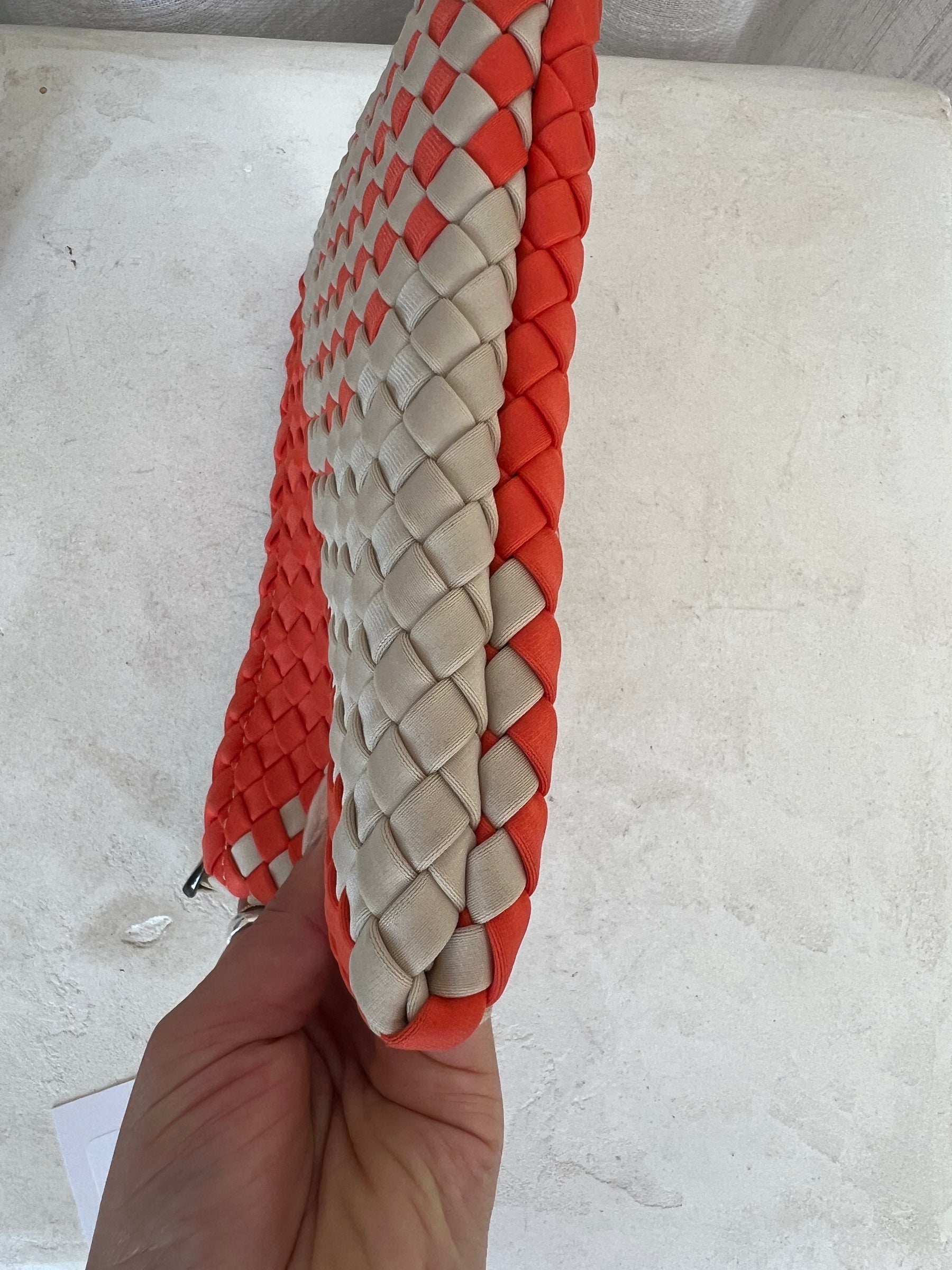 Naghedi Orange and beige Woven Pouch