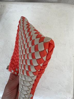 Naghedi Orange and beige Woven Pouch