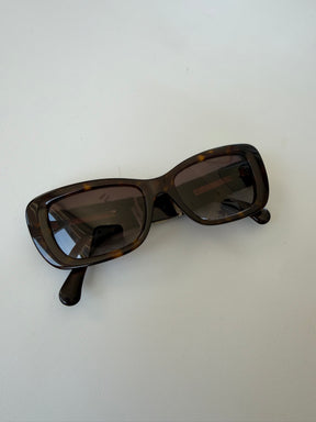 Chanel Dark Tortoiseshell Tweed Arm Sunglasses