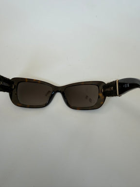 Chanel Dark Tortoiseshell Tweed Arm Sunglasses