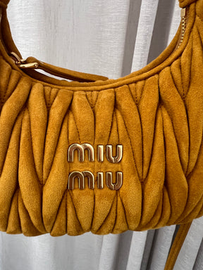 Miu Miu Mustard Matelasse Suede Wander Bag