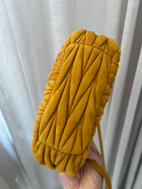 Miu Miu Mustard Matelasse Suede Wander Bag