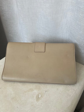 Saint Laurent Beige Leather Y Clutch