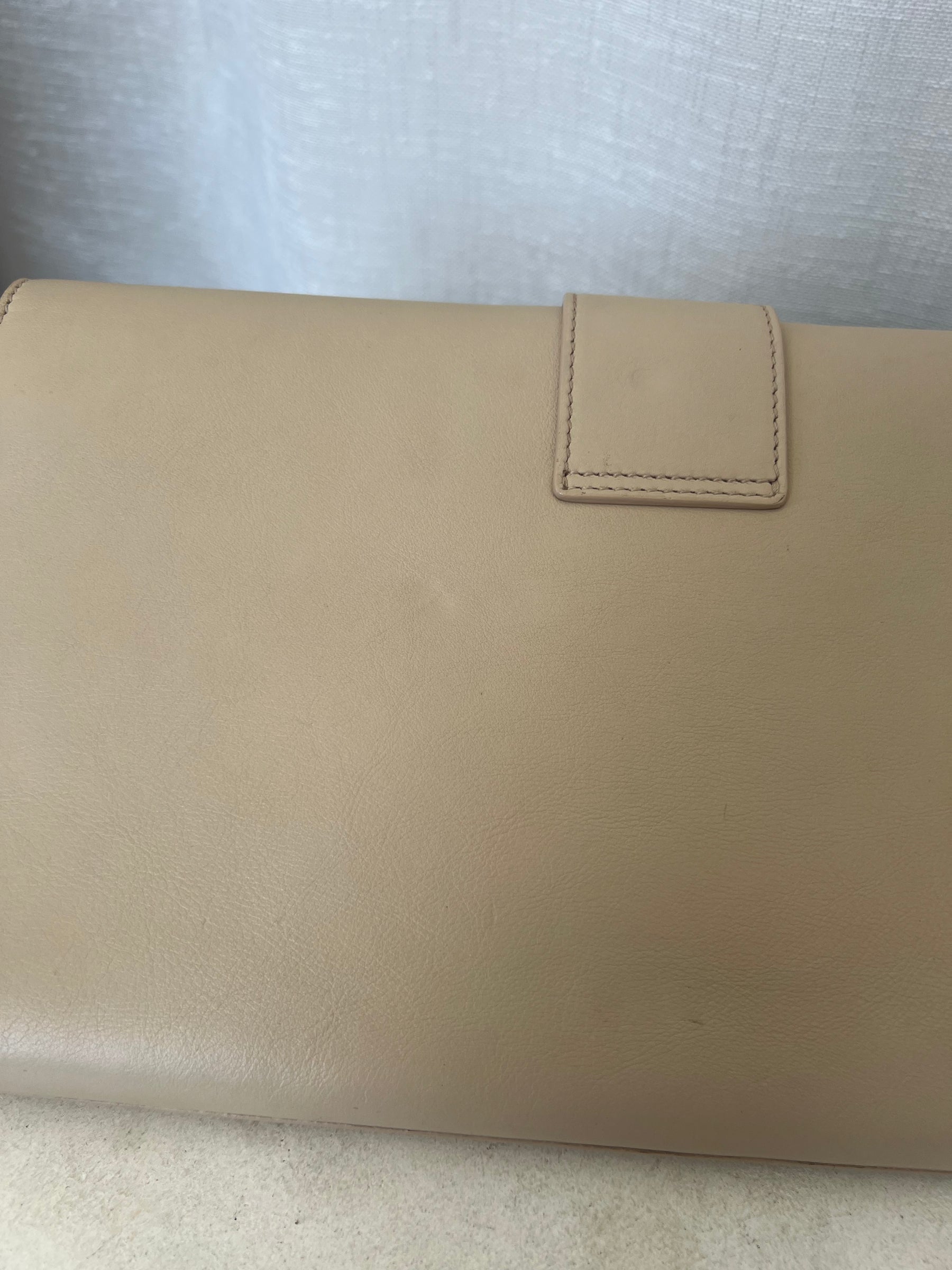 Saint Laurent Beige Leather Y Clutch