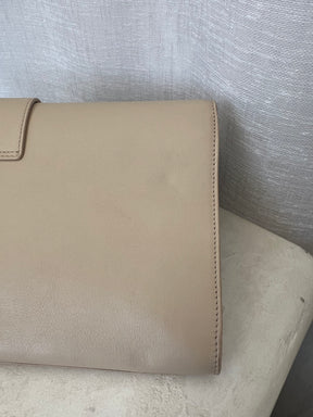 Saint Laurent Beige Leather Y Clutch
