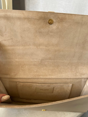 Saint Laurent Beige Leather Y Clutch