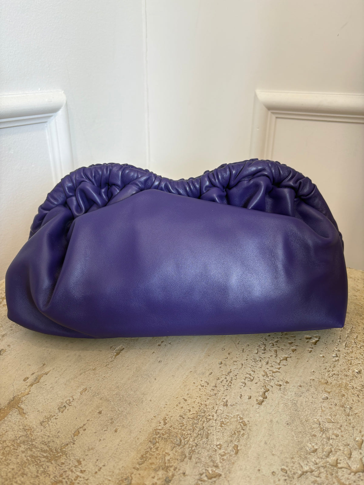 Mansur Gavriel Purple Leather Oversized Cloud Clutch