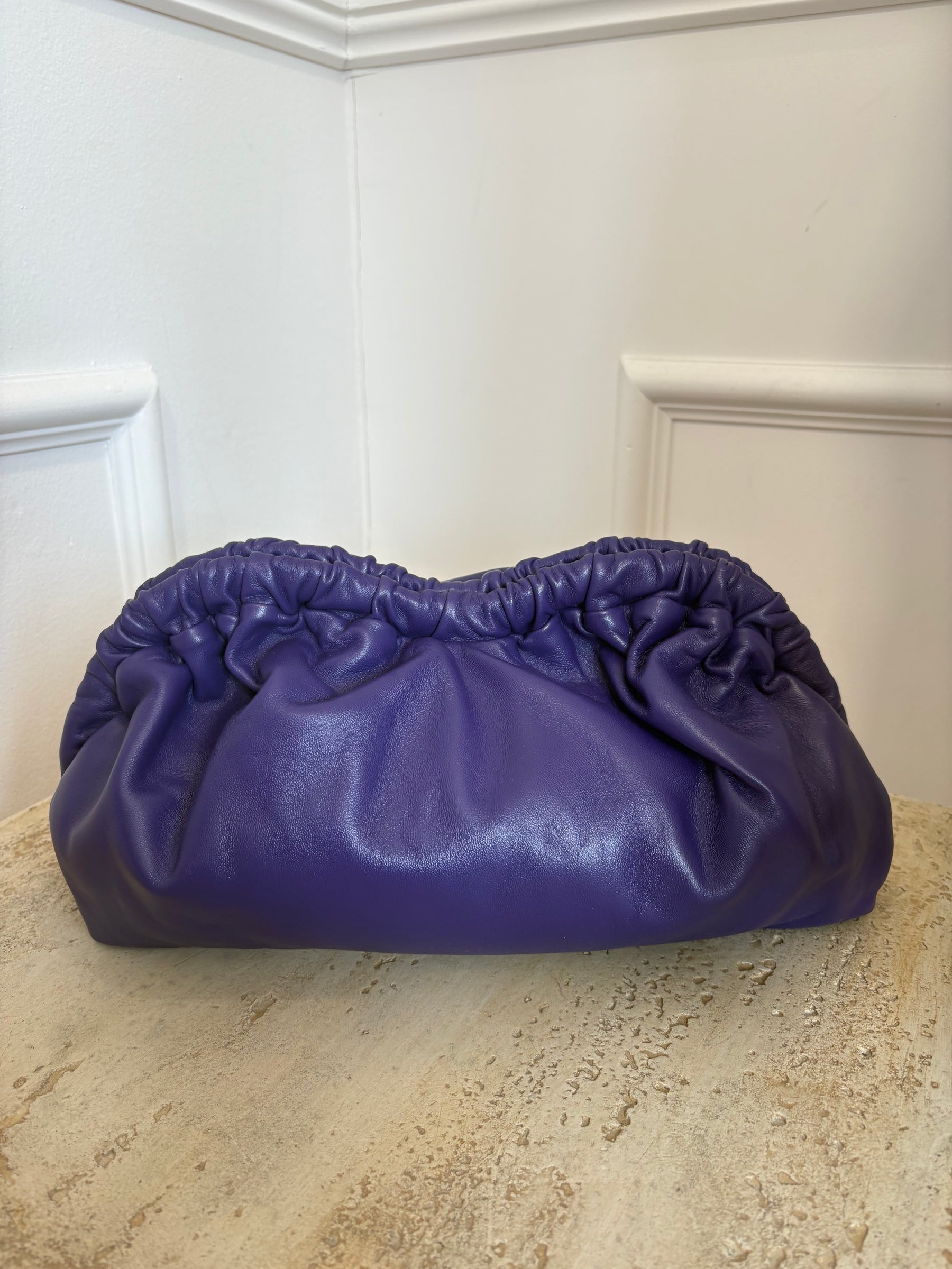 Mansur Gavriel Purple Leather Oversized Cloud Clutch
