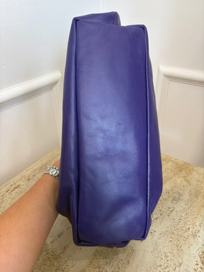 Mansur Gavriel Purple Leather Oversized Cloud Clutch