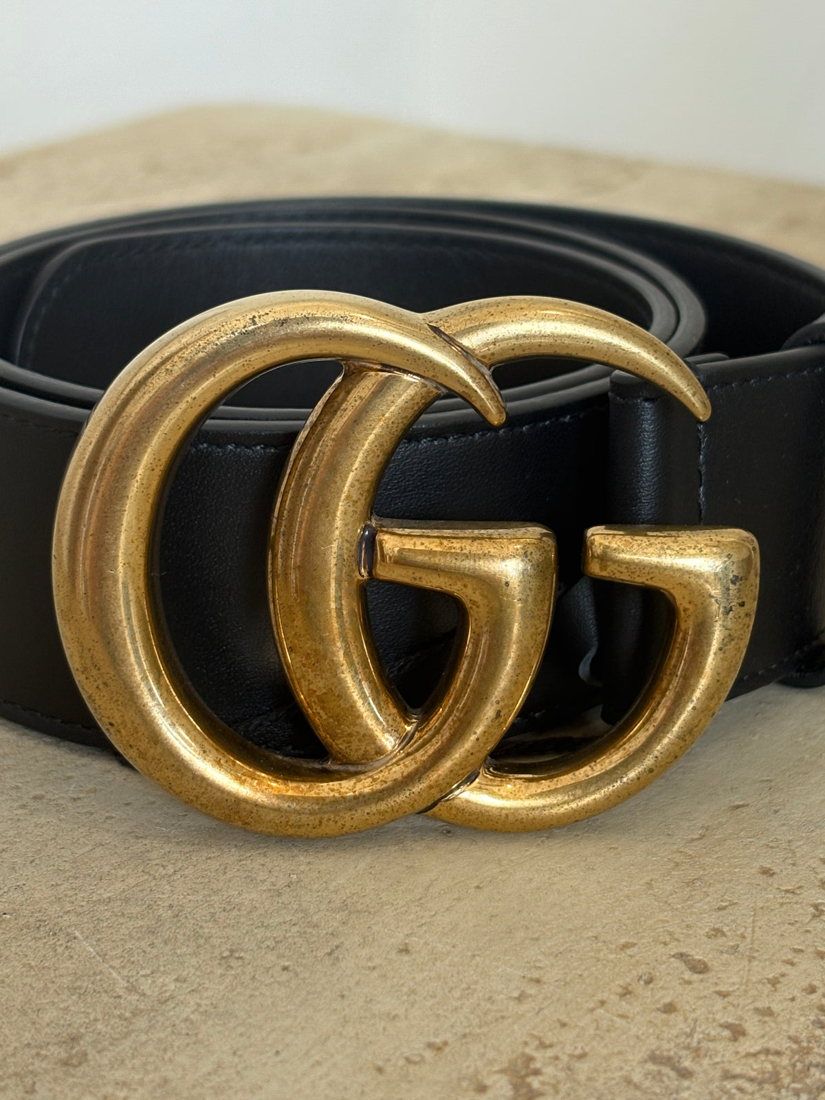 Gucci Black Leather Marmont Belt, 70
