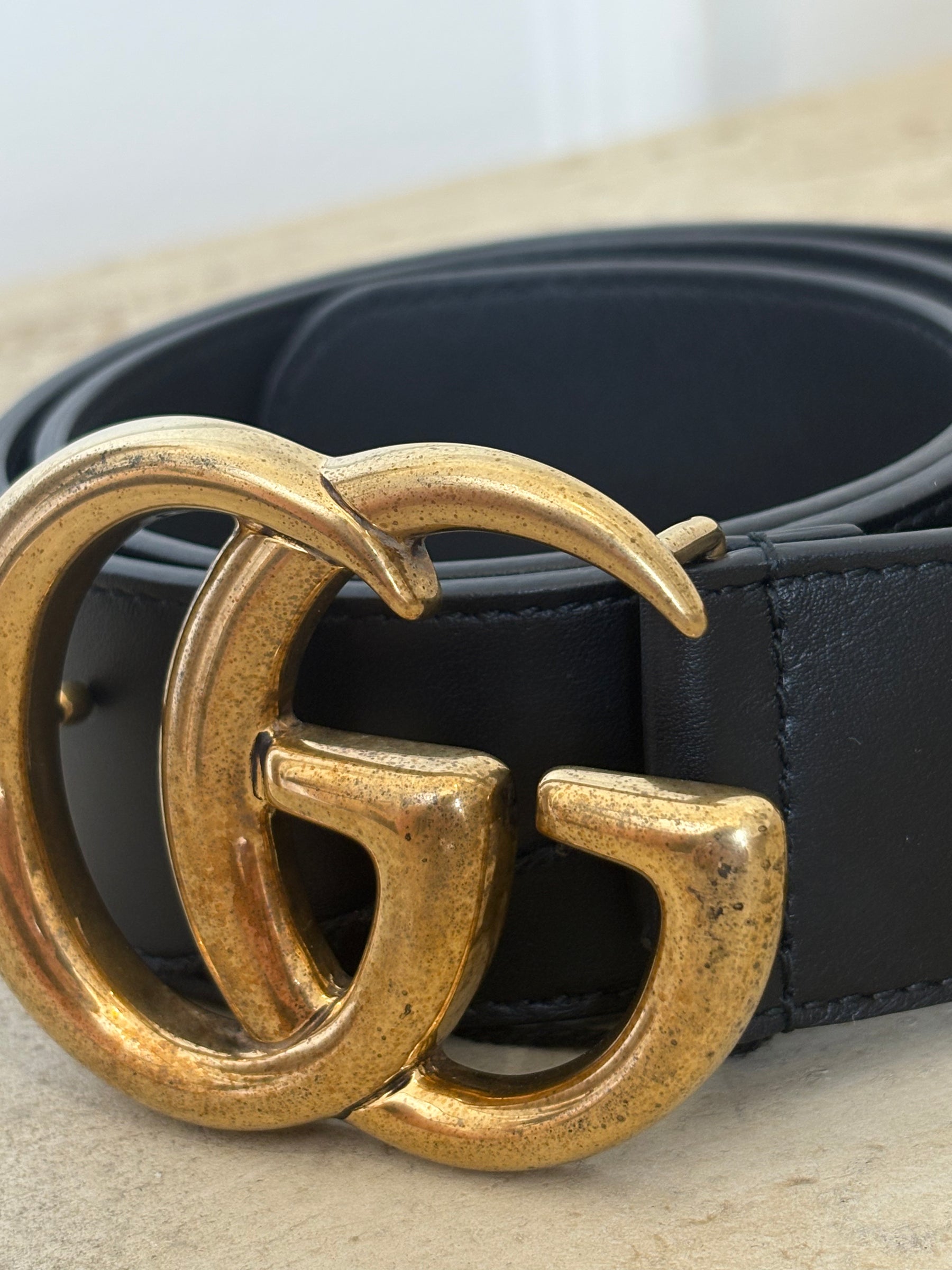 Gucci Black Leather Marmont Belt, 70