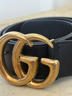 Gucci Black Leather Marmont Belt, 70