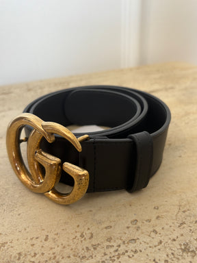 Gucci Black Leather Marmont Belt, 70