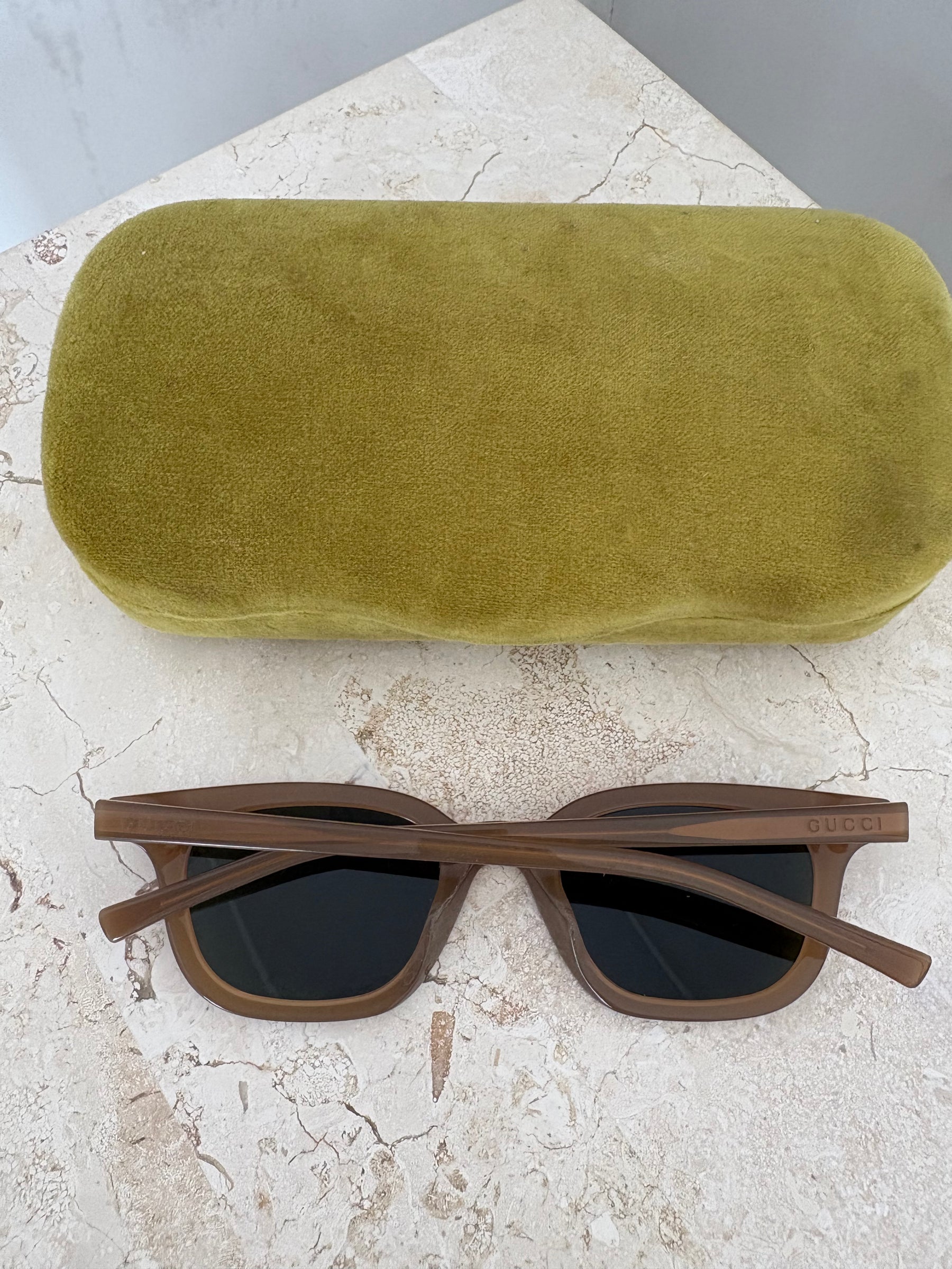 Gucci Taupe Rectangular Wayfarer Sunglasses