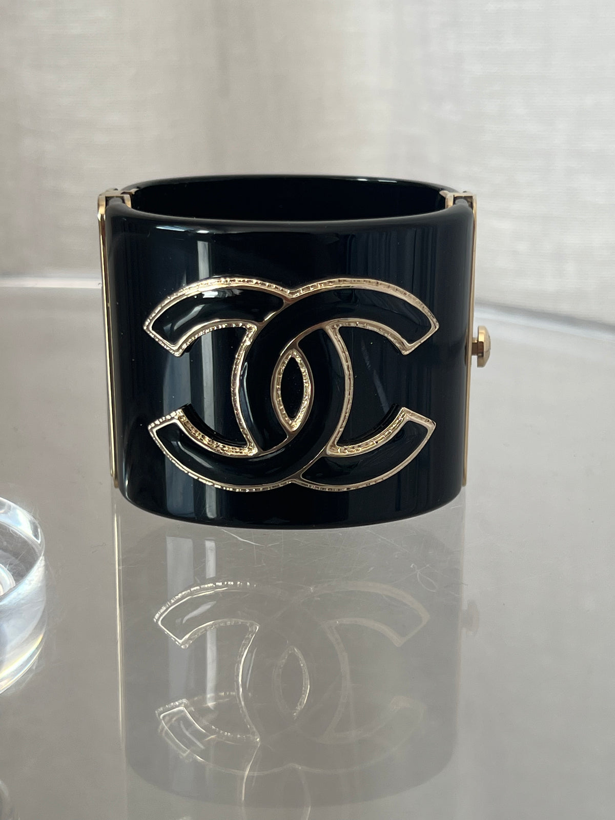 Chanel Acrylic Logo Cuff In black