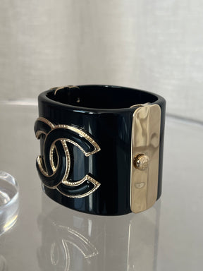 Chanel Acrylic Logo Cuff In black
