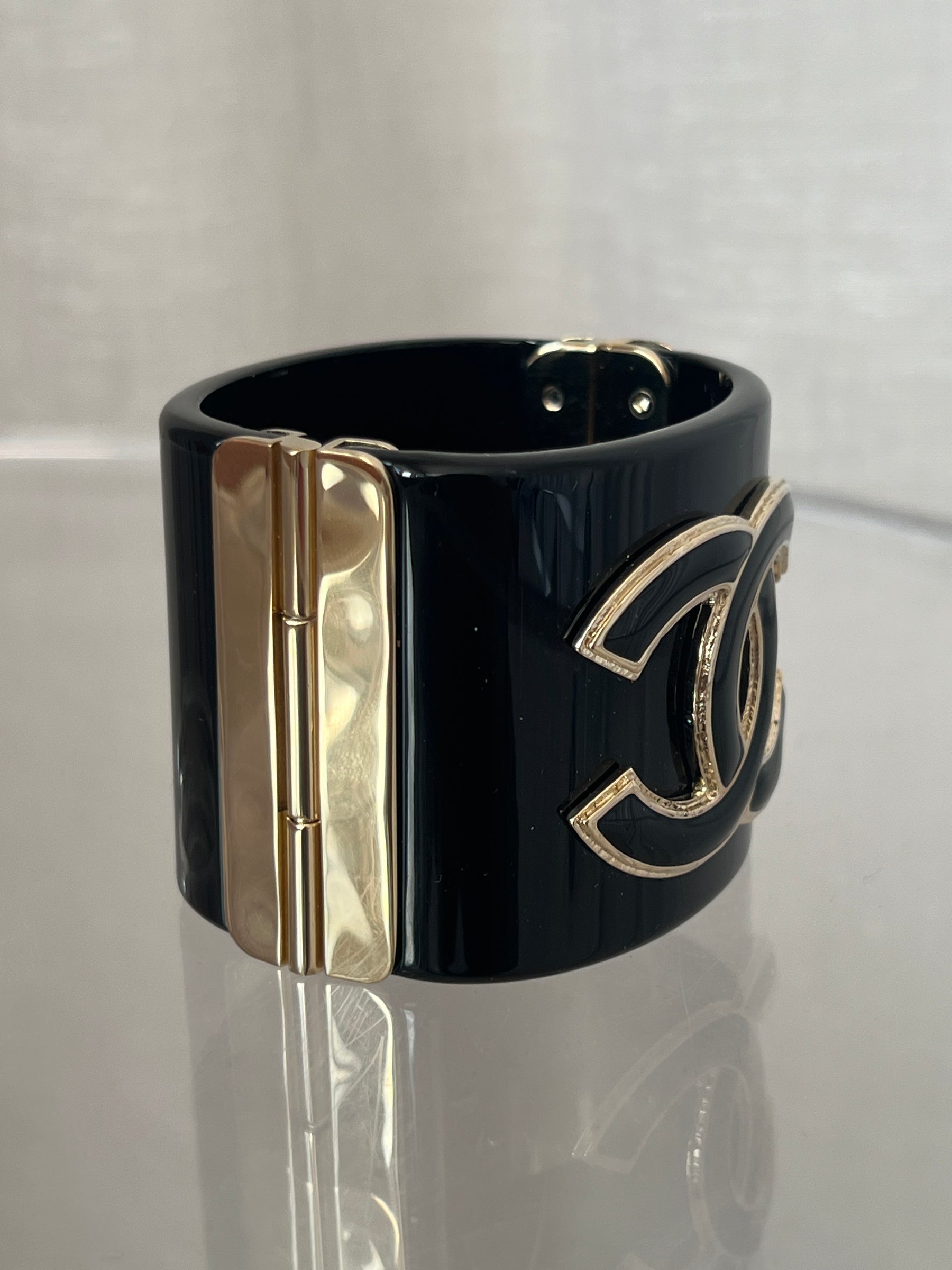 Chanel Acrylic Logo Cuff In black