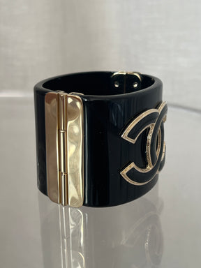 Chanel Acrylic Logo Cuff In black