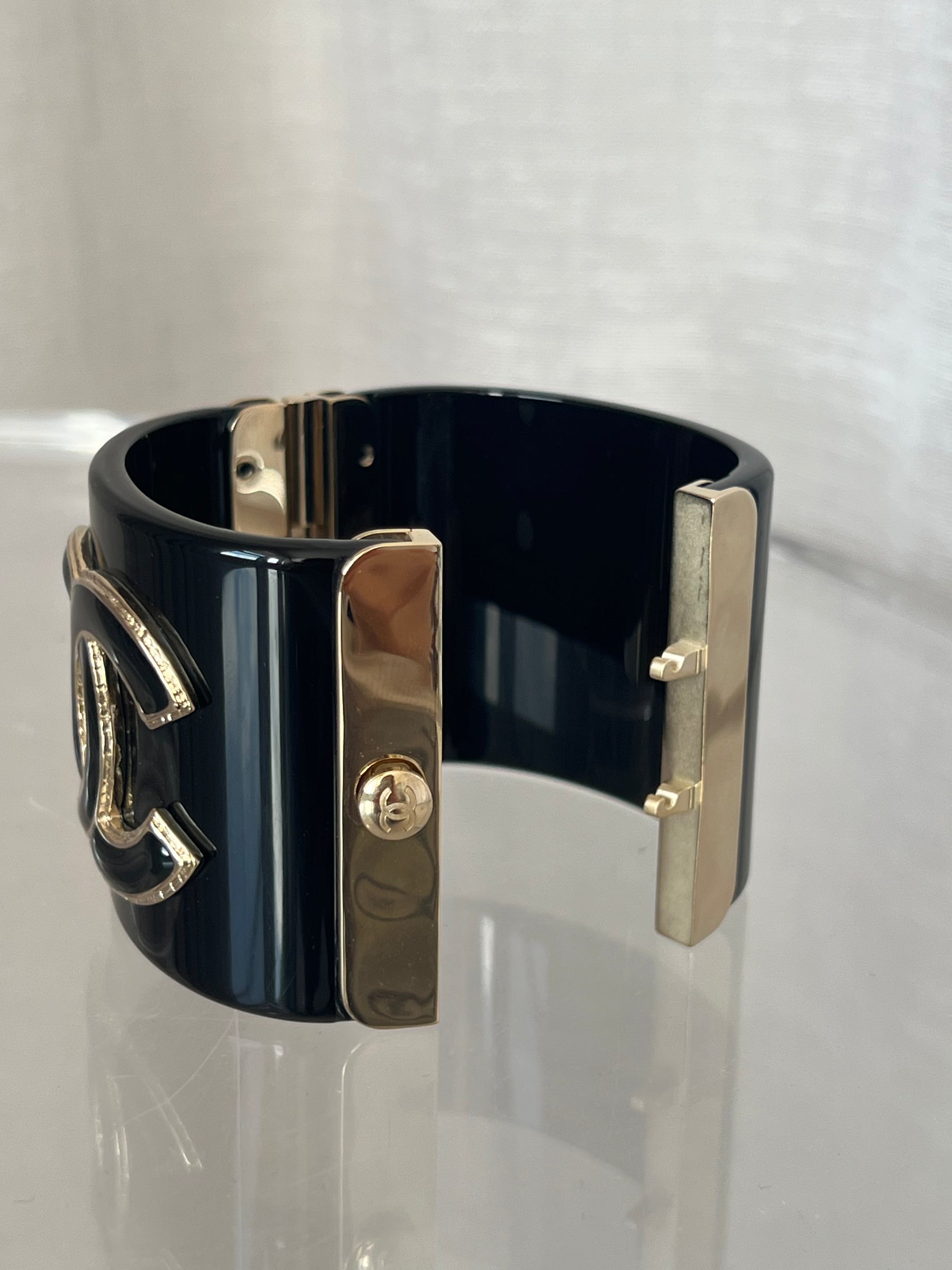 Chanel Acrylic Logo Cuff In black