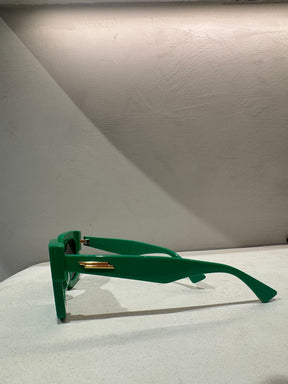 Bottega Veneta Green Oversized Square Sunglasses (Wide Fit)