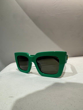 Bottega Veneta Green Oversized Square Sunglasses (Wide Fit)