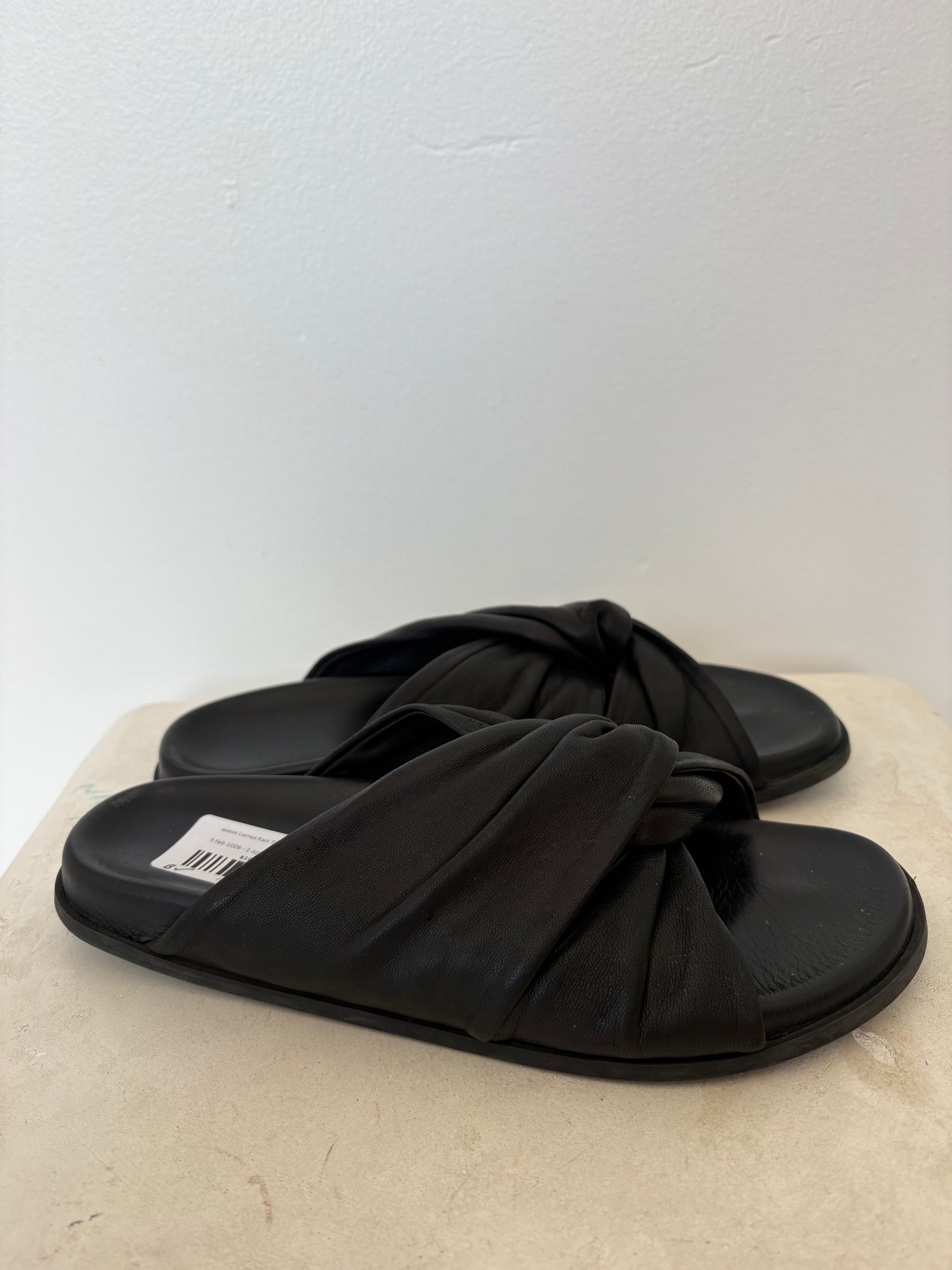bassike Leather Knot Sandals Black, 39