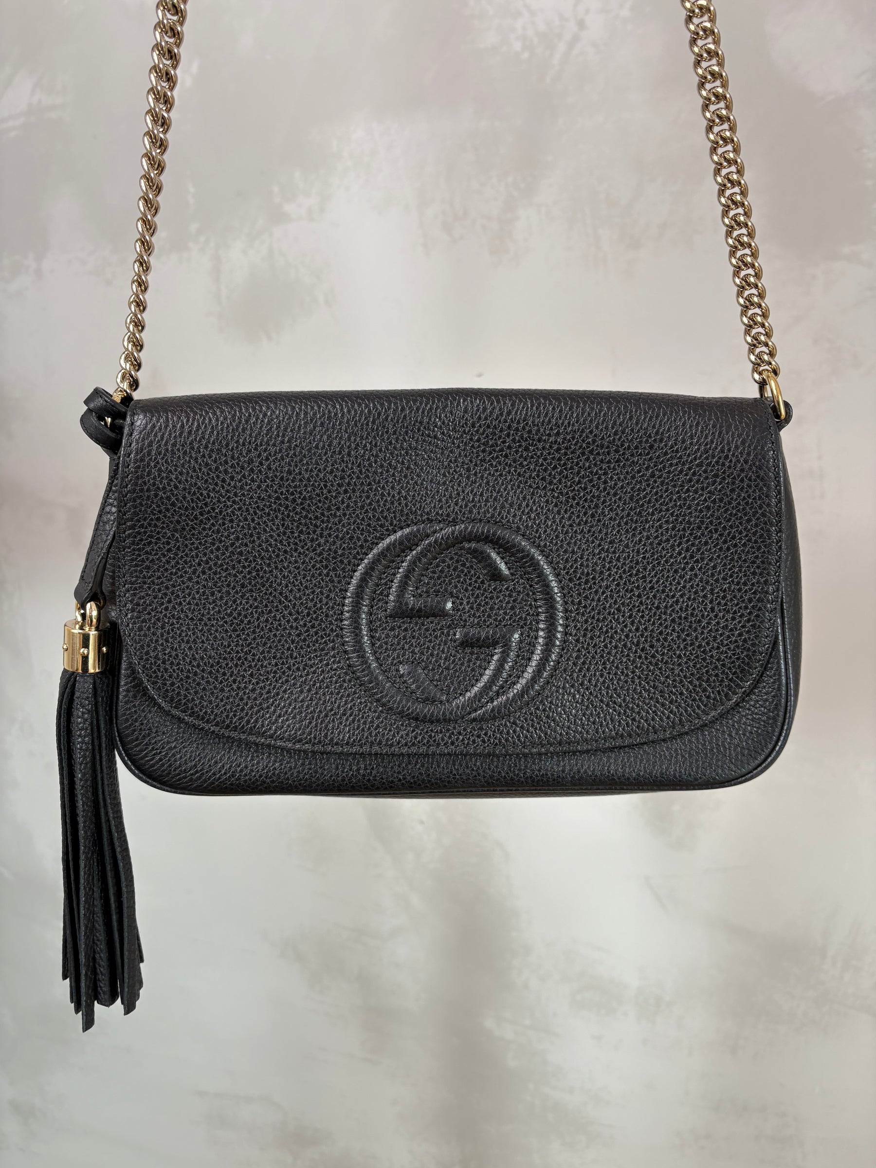 Gucci Soho Leather Chain Shoulder Bag Black