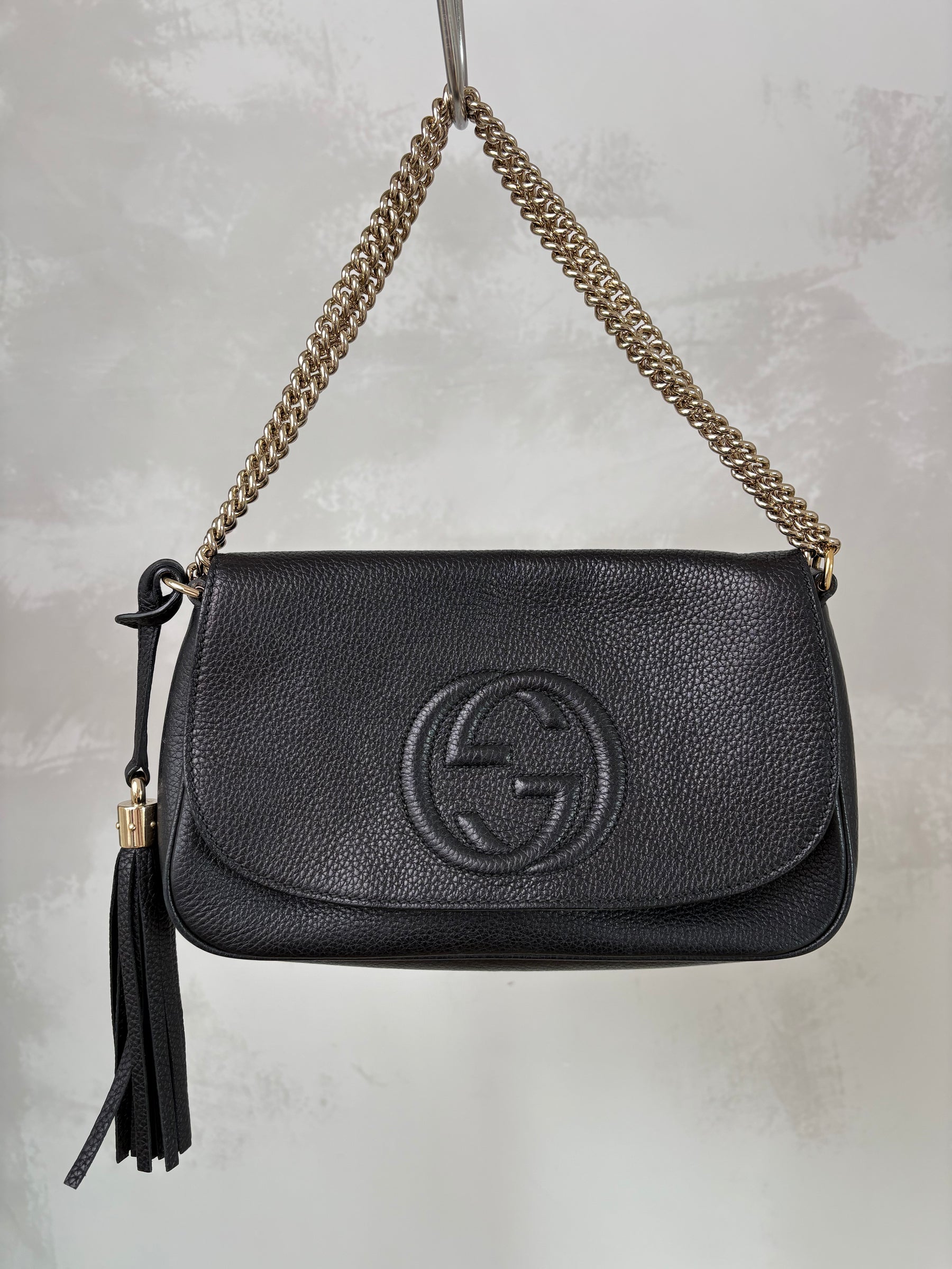 Gucci Soho Leather Chain Shoulder Bag Black