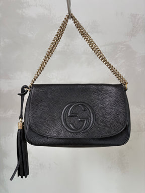 Gucci Soho Leather Chain Shoulder Bag Black