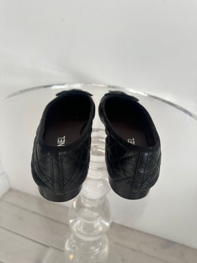 Chanel Black Quilted Leather Ballet Flats, 38C
