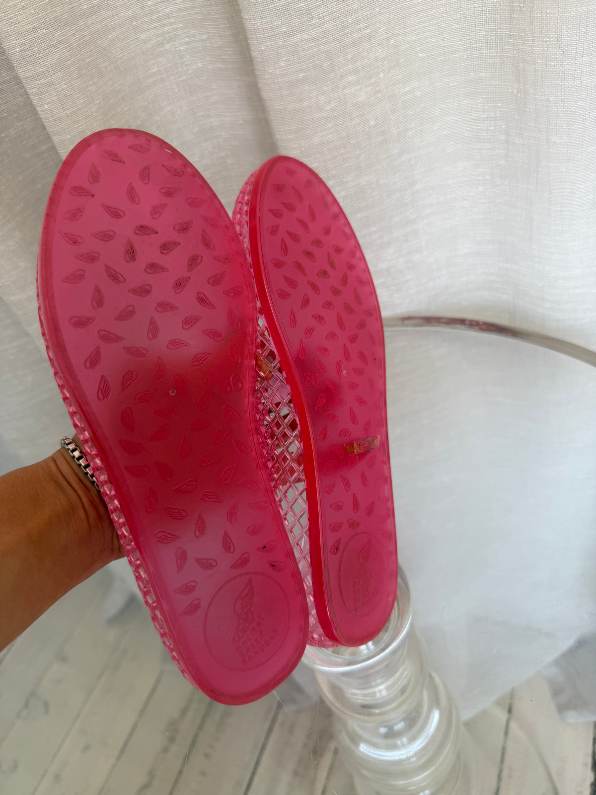 Ancient Greek Sandals Pink Jelly Flats, 36