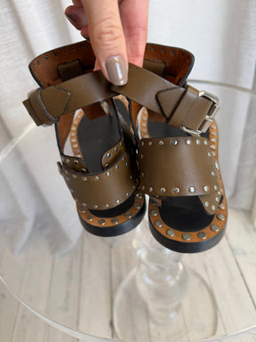 Isabel Marant Khaki Studded Gladiator Sandals, 38