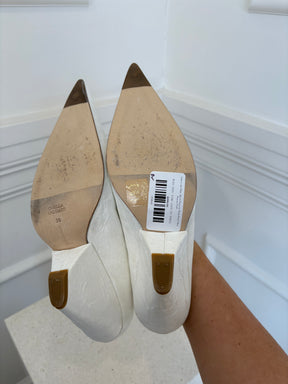 Camilla and Marc White Recycled Paper Effect Rhys Pointed Pump