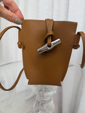 Longchamp Tan Leather Toggle  Pouch Bag