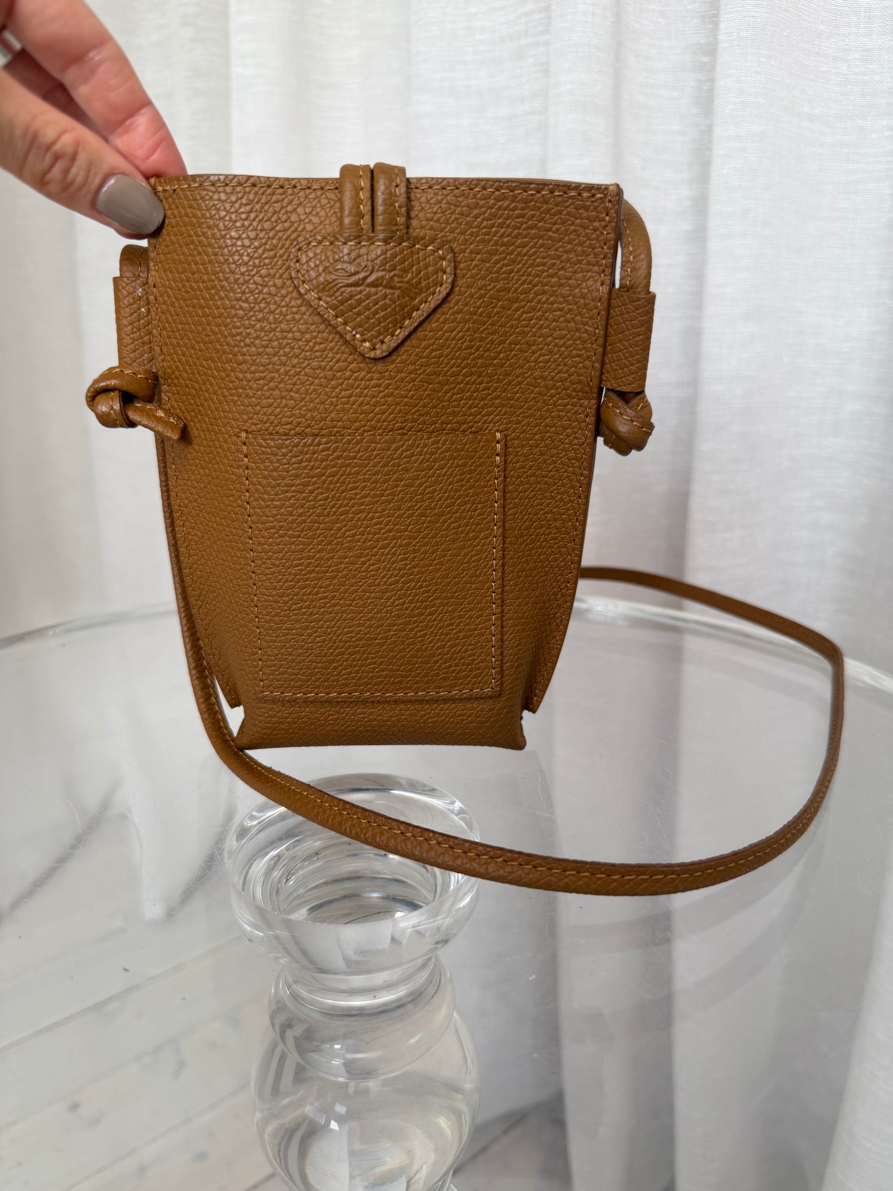 Longchamp Tan Leather Toggle  Pouch Bag