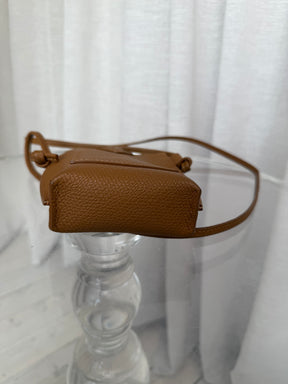 Longchamp Tan Leather Toggle  Pouch Bag