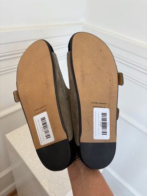 Isabel Marant Khaki Suede Emboridered Slides, 40