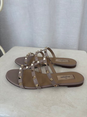 Valentino Garavani Rose Poudre Rockstud Slides, 36