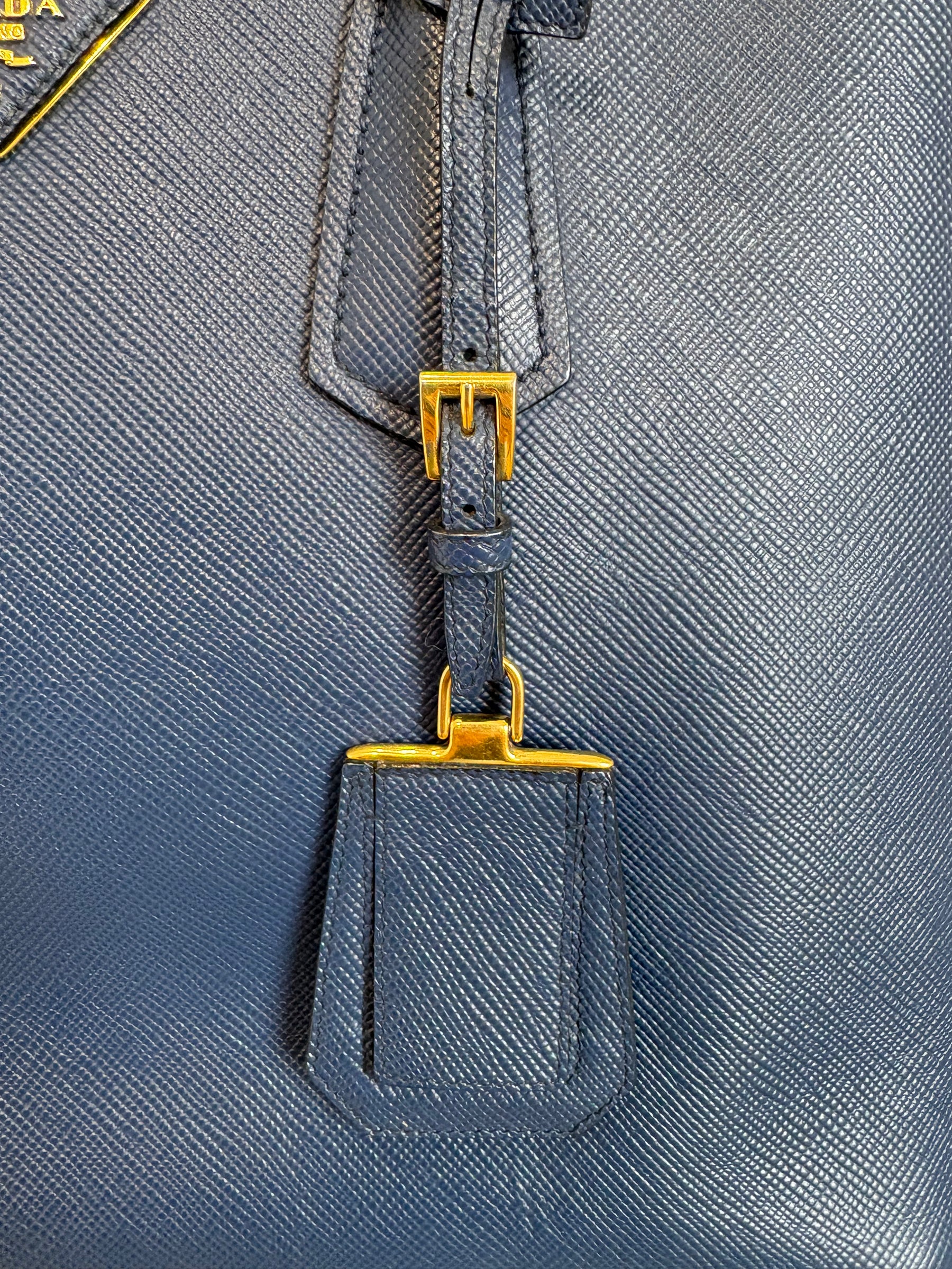 Prada Blue Saffiano Leather Double Bag