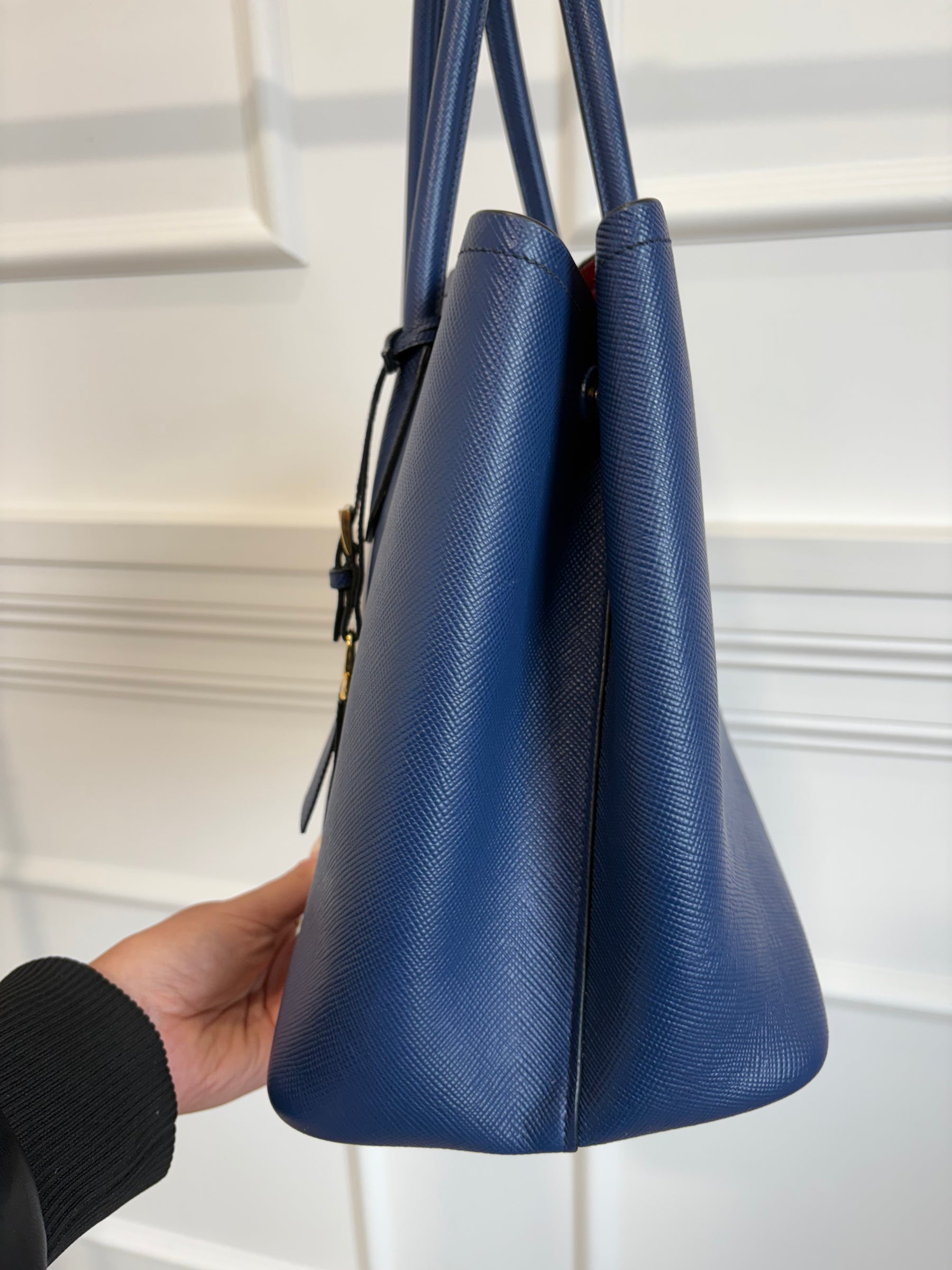 Prada Blue Saffiano Leather Double Bag