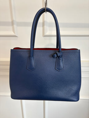 Prada Blue Saffiano Leather Double Bag