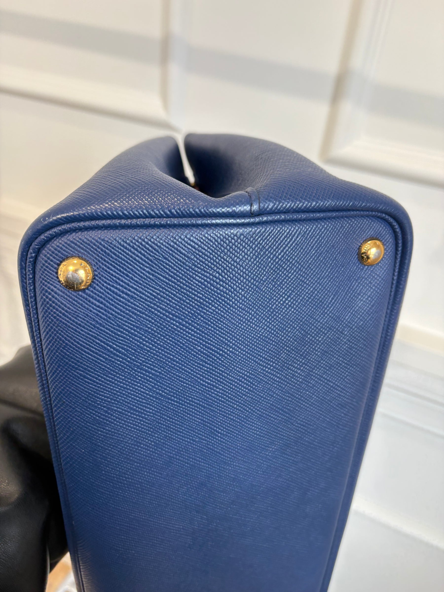 Prada Blue Saffiano Leather Double Bag