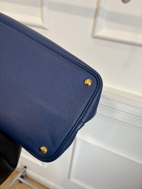 Prada Blue Saffiano Leather Double Bag