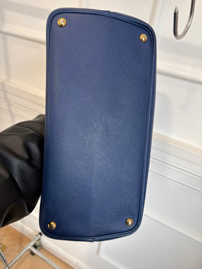 Prada Blue Saffiano Leather Double Bag