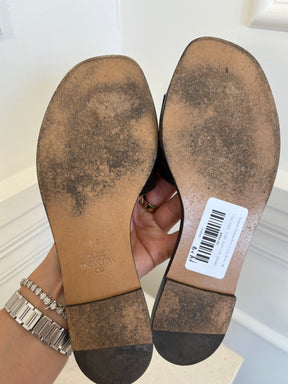 Valentino Garavani Black V Logo Slides, 36