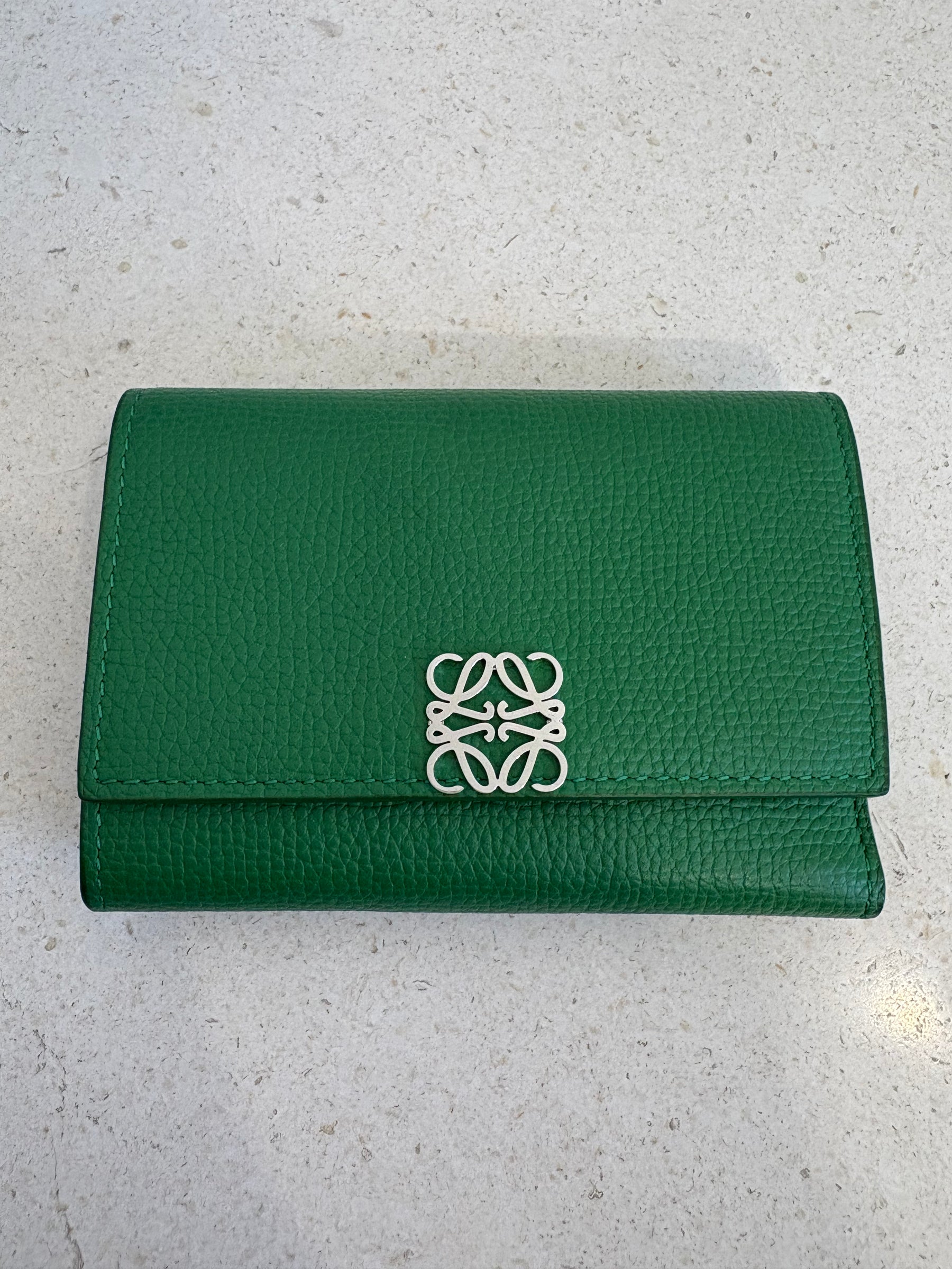 Loewe Green Leather Trifold Wallet