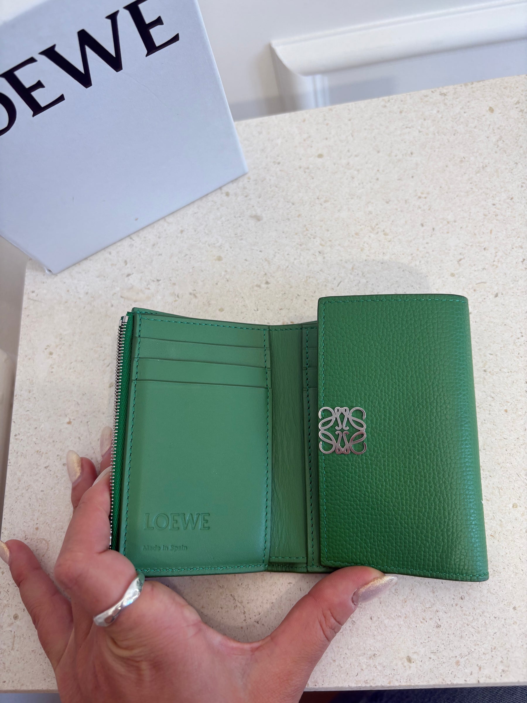 Loewe Green Leather Trifold Wallet