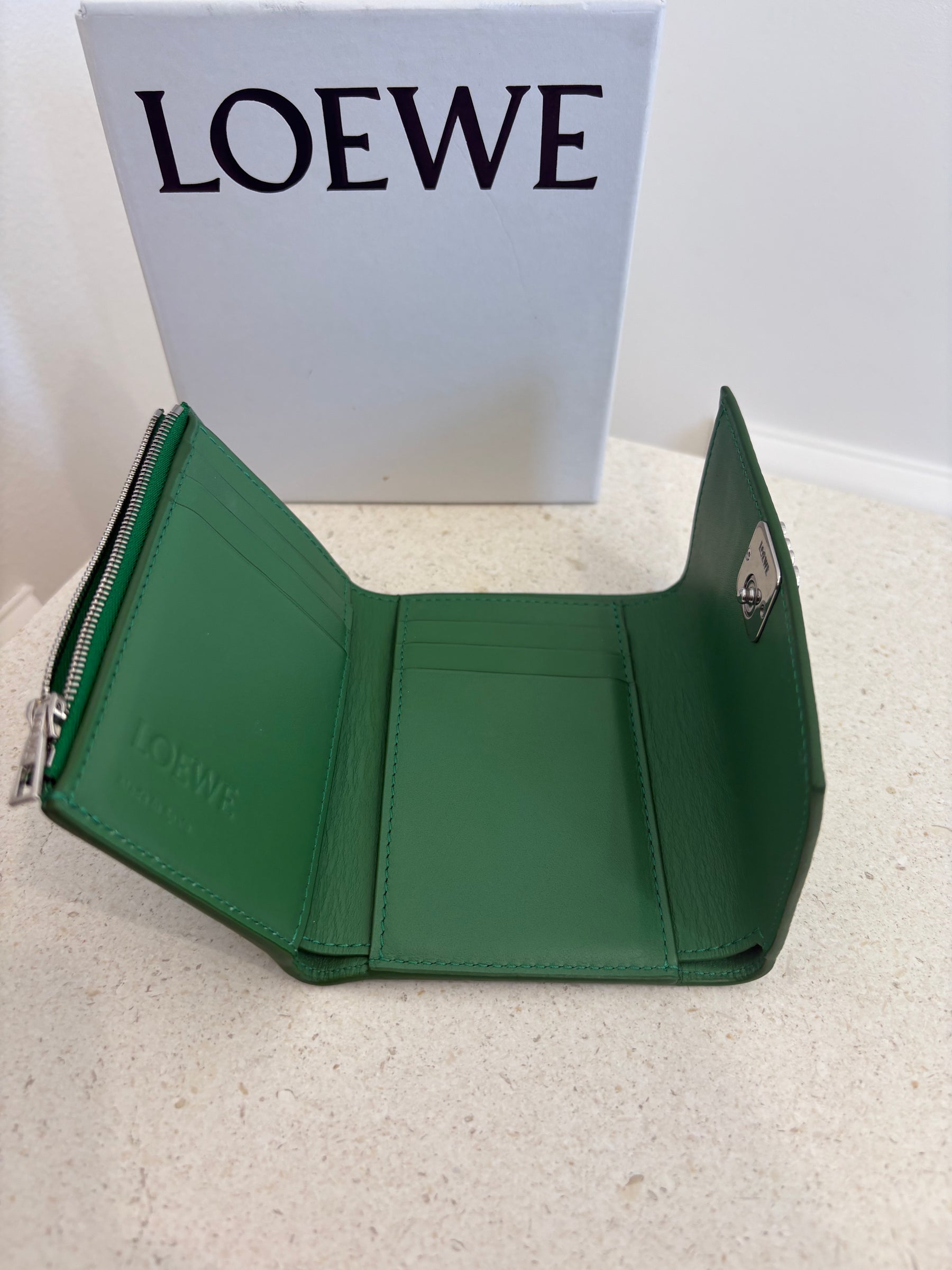 Loewe Green Leather Trifold Wallet