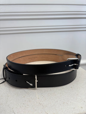 Alexander McQueen Black Leather Double Strap Belt, 75