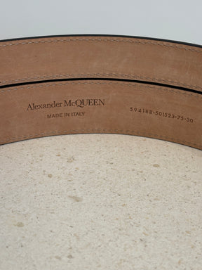 Alexander McQueen Black Leather Double Strap Belt, 75